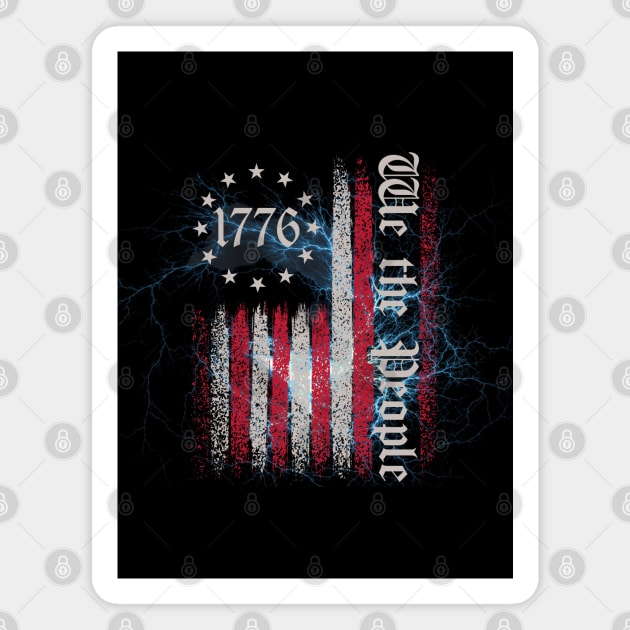 Distressed American flag 1776 lightening Magnet by PixieMomma Co